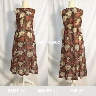 Maxi Brown Floral Sheer Dress