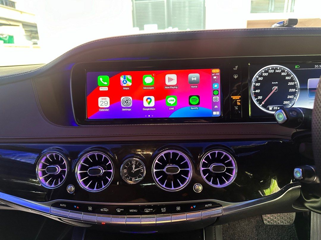 Mercedes W213 W222 Carplay Android Auto, Led Air con and Led Tweeter