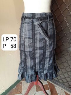 Midi Skirt Mermaid Skirt Stripe Salur Belt