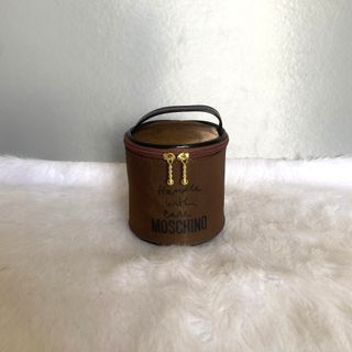 Moschino Handle With Care Vintage Brown Top Handle Vanity Pouch