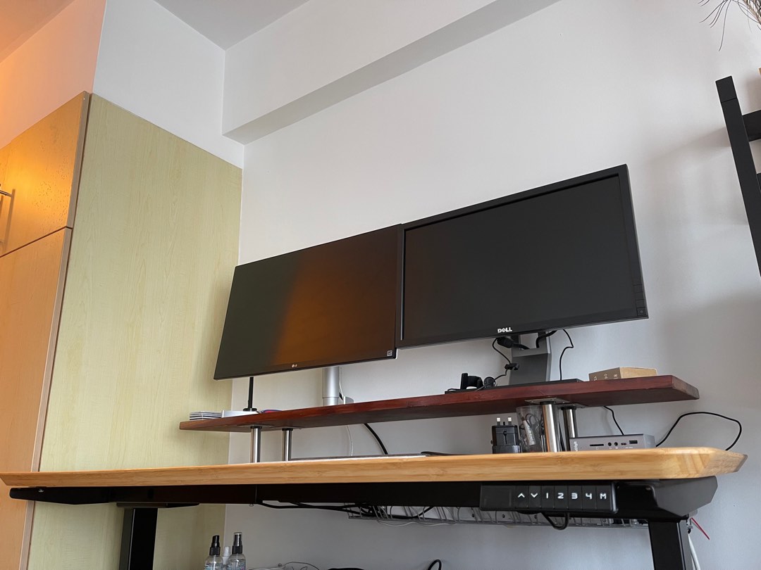 Motorized Ergonomic Sit Standing Desk with IKEA desktop, Furniture