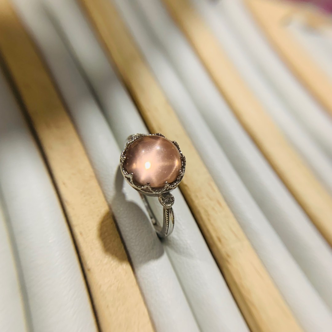 Natural Star Rose Quartz 925 Sterling Silver Adjustable Ring
