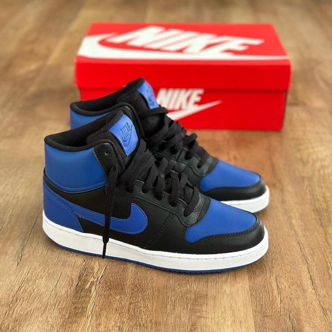 Nike ebernon mid hotsell black and blue