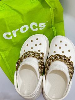 Original Crocs Bae Clogs with Gold Chain