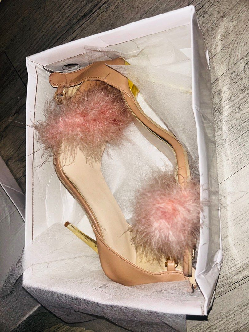 Pink fur sale heels