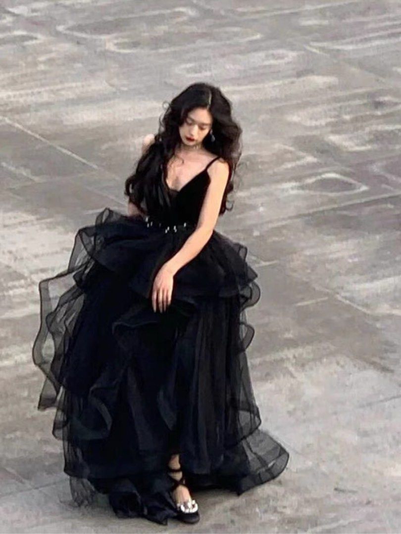 black dress poofy skirt Belle Bardot Mini Dress with Voluminous Tulle Skirt