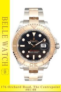 Preowned Rolex 126621 Yacht Master Everose Gold Black Dial Oystersteel Bracelet