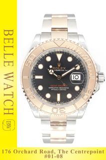Preowned Rolex 126621 Yacht Master Everose Gold Black Dial Oystersteel Bracelet