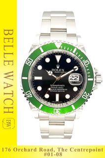 Preowned Rolex 16610LV Submariner Date Black Dial Stainless Steel Oyster Bracelet "Kermit"