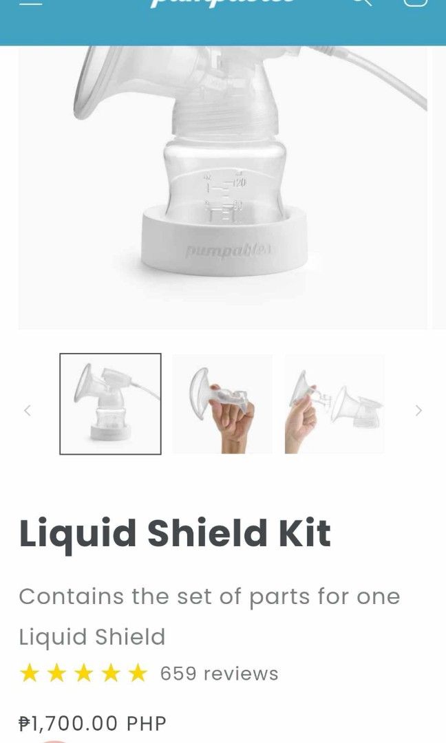Pumpables Liquid shield breast kit compatible with horigen, medela