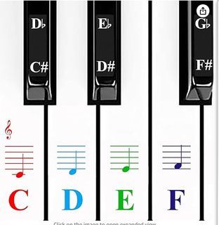 QMG Piano Stickers for Keys,Colorful Piano Keyboard Stickers for 49/61/ 76/88 Key Keyboard White and Black Keys, Removable, Kids Learning Piano, No Residue Leaves  APJT0011