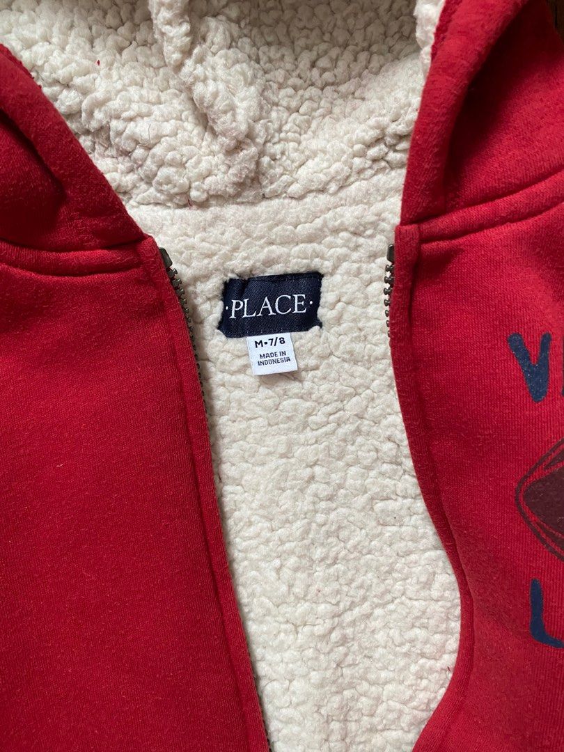 Red fleece lined hoodie sale