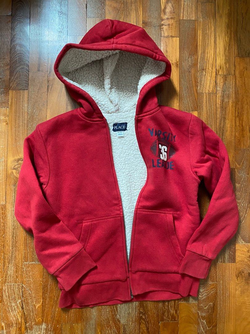 Red Fleece lined Zip up Hoodie