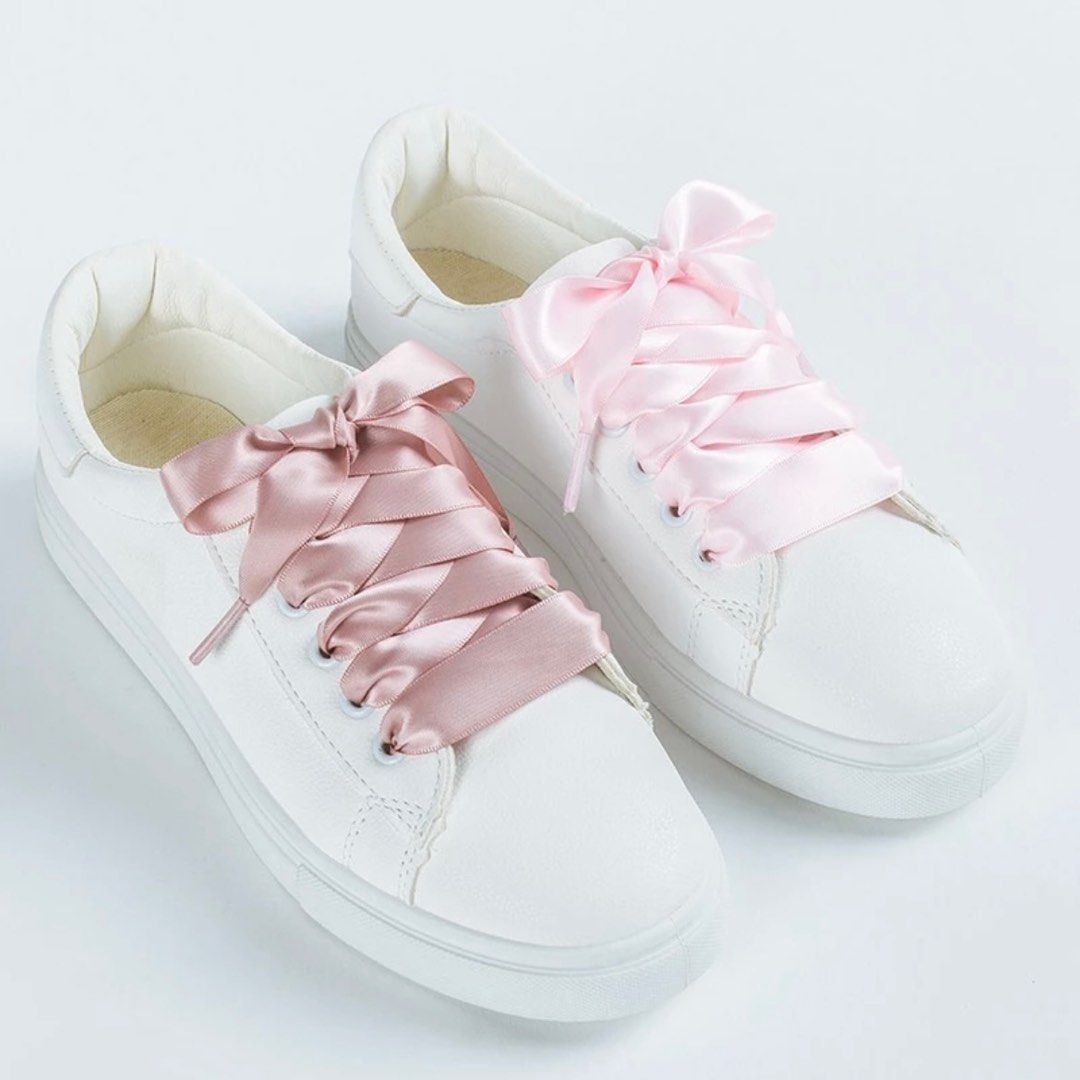 White satin shoelaces on sale