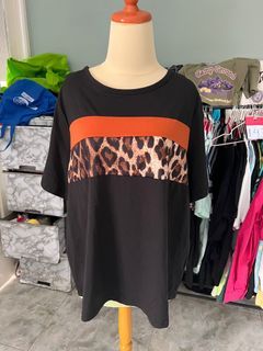 Shein Kaos Oversize Hitam Leopard