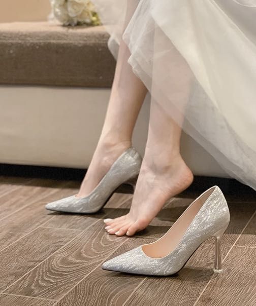 Silver Heels for Wedding, Women's Fashion, Footwear, Heels on