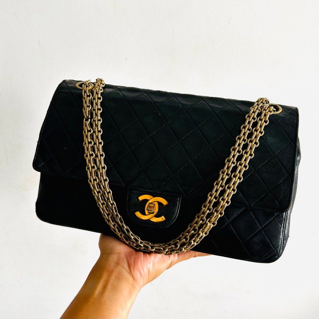 STEAL 🔥 Chanel CC Black GHW Logo Medium Classic Double Flap DF