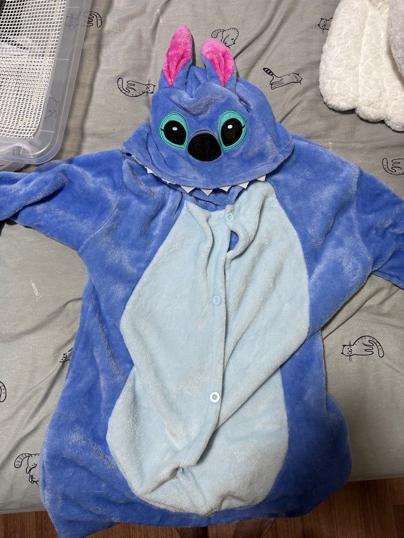 Disney Lilo & Stitch One-Piece Pajamas Children Cartoon Plush Kigurumi  Onesies Winter Warm Clothes for