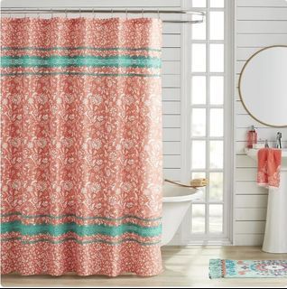 The Pioneer Woman Mazie Floral Lace Applique Cotton-Rich Shower Curtain, 72" x 72