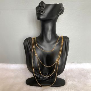 Therese Signed Gold Tone Pink Rhinestones Layered Necklace
