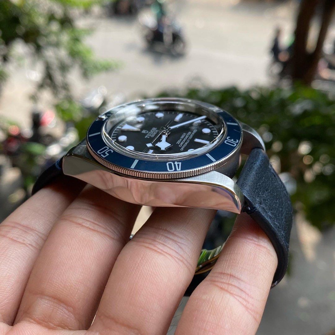 Navy Blue Leather Strap For Tudor Black Bay 58 Tudor Black Bay 58