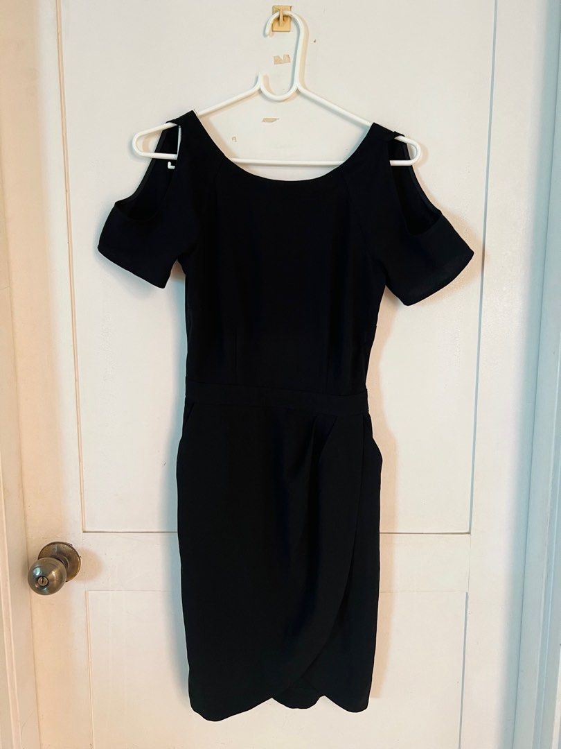 Warehouse Black Cold Shoulder Dress