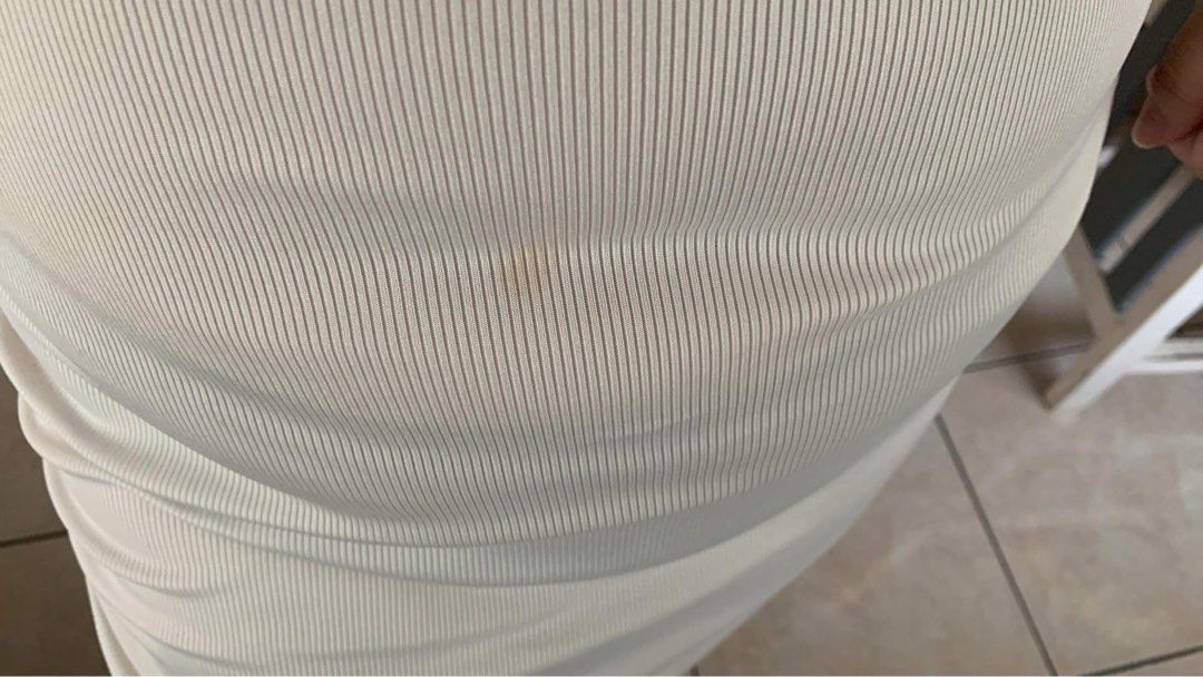 White Ruffled Dress (Category: Dresses) located in Las Pinas. Submitted by l0vewave (Listing ID 1268355625, Image 3). Description: white ruffled dress - for frames large to xl - flattering - may small stain sa may tummy area (see last pic).