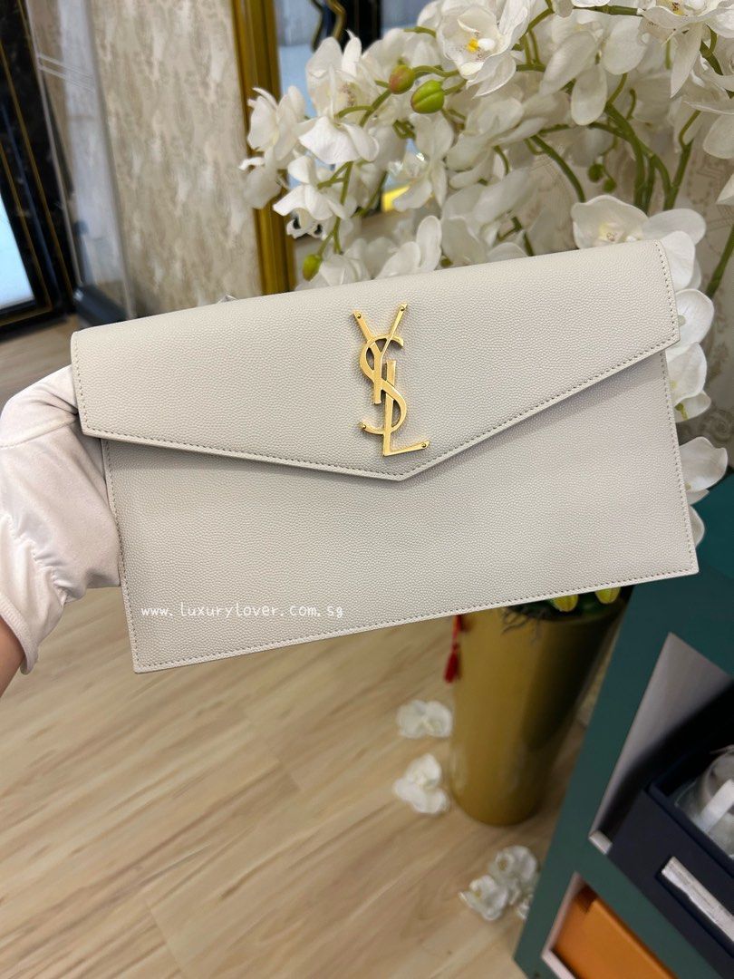 Ysl uptown pouch on sale white