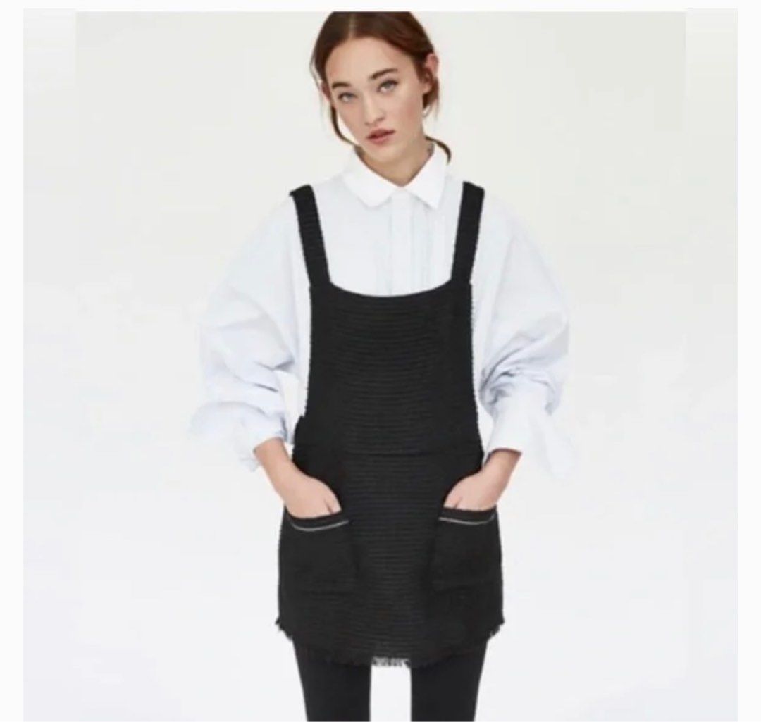 Zara tweed overall dress 2025