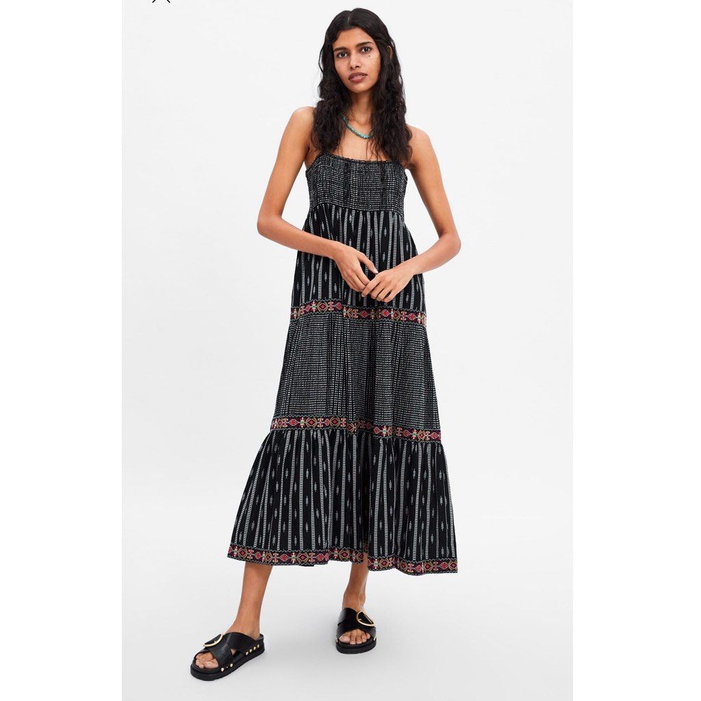 Printed strappy shop dress zara