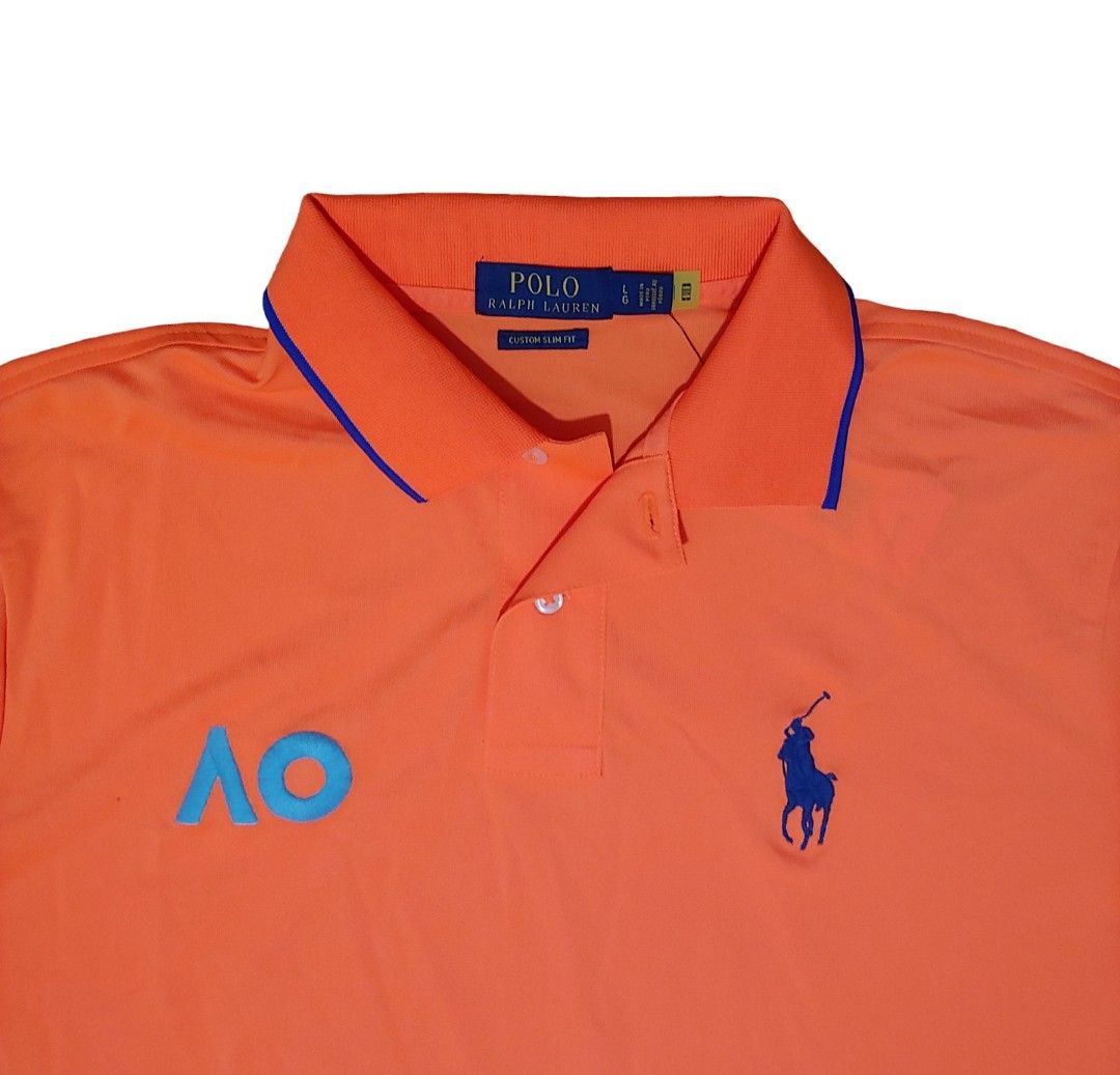 57 off Polo Ralph Lauren Orange Custom Slim Fit Polo Top L Carousell