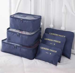6 Pcs Travel Luggage Suitcase Organizer Storage Bag Set Pouches  For Clothes Toiletries Travel Kit Underwear