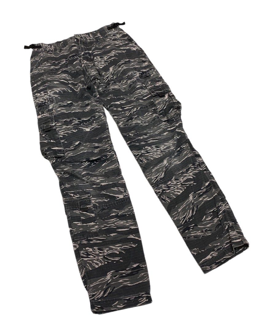 White Stripe Cargo Pants Women Trousers Pockets Patchwork Contrast Color High Waist Pants Hip Hop Capris