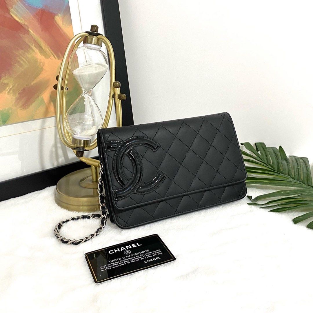 💯% Chanel Black Quilted Calfskin Cambon Wallet On Chain with SHW