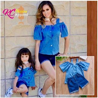 📣 CLEARANCE SALE📣  2pc Girl Clothes Set • Off Shoulder Top and Stretchable Denim • Kids Outfit OOTD