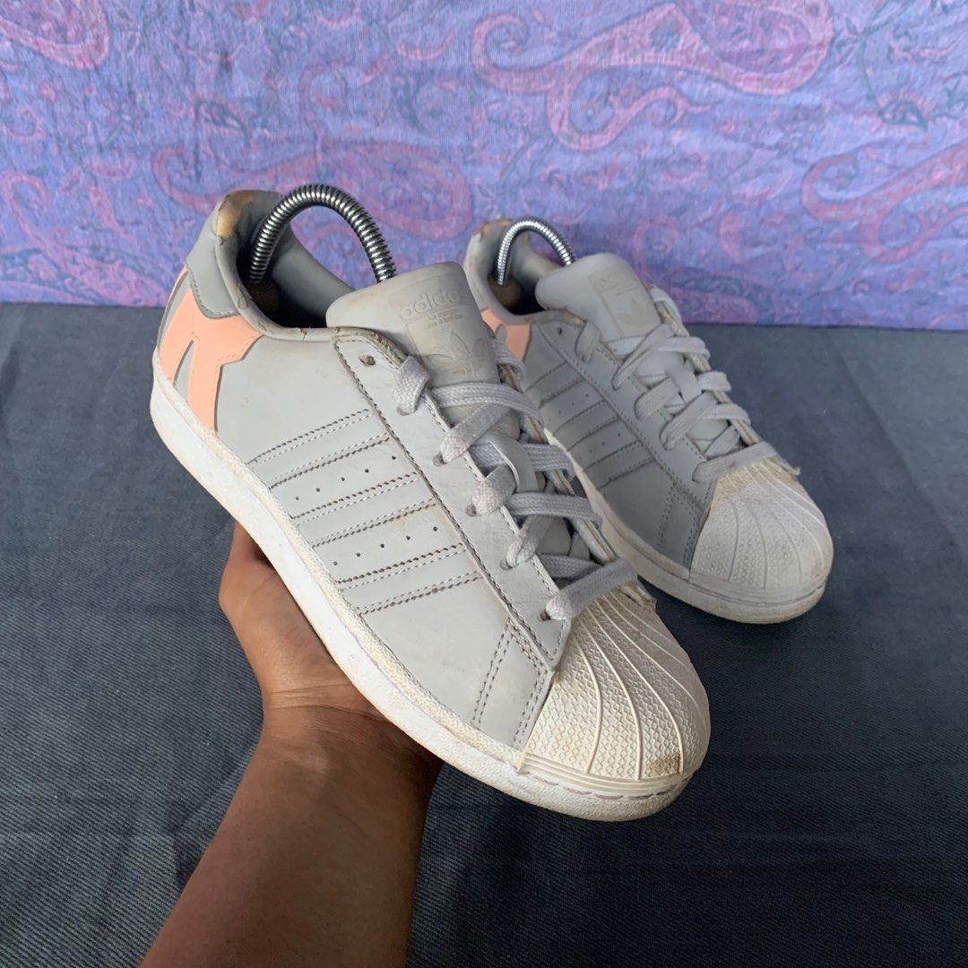 Adidas superstar grey clearance two clear orange