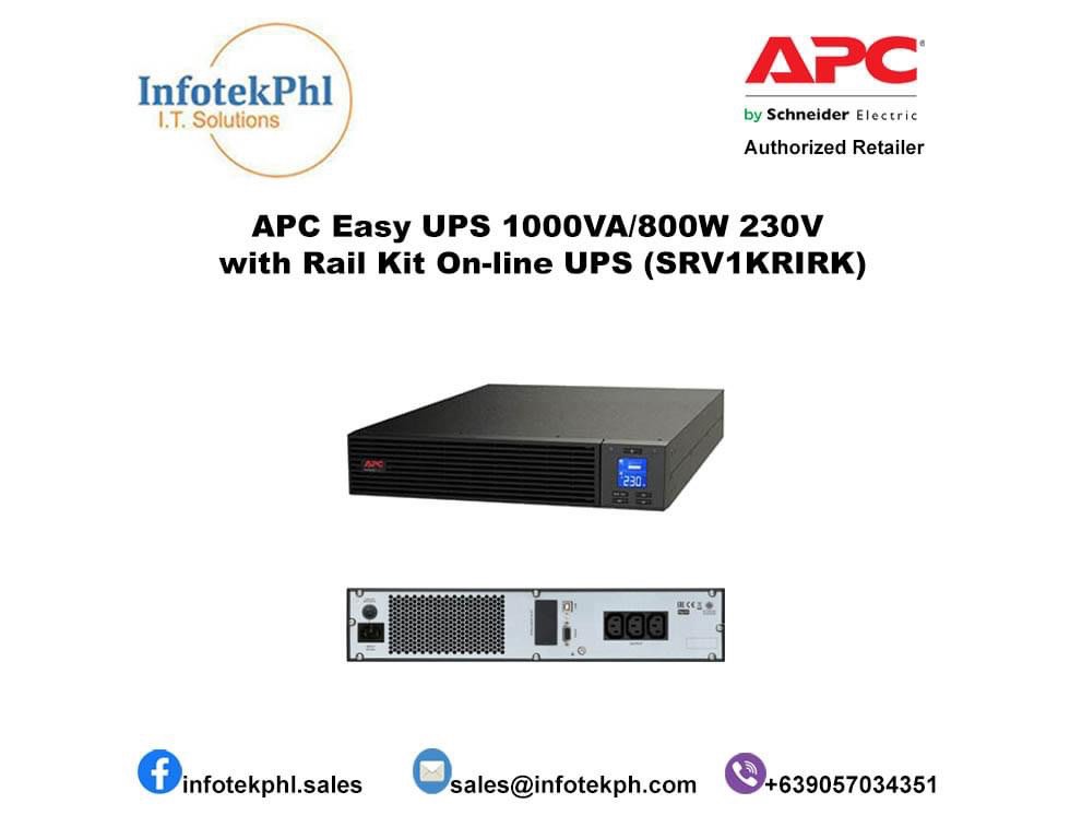 APC Easy UPS SRV-RM 1000VA / 800W 230V with Rail Kit On-line UPS ...