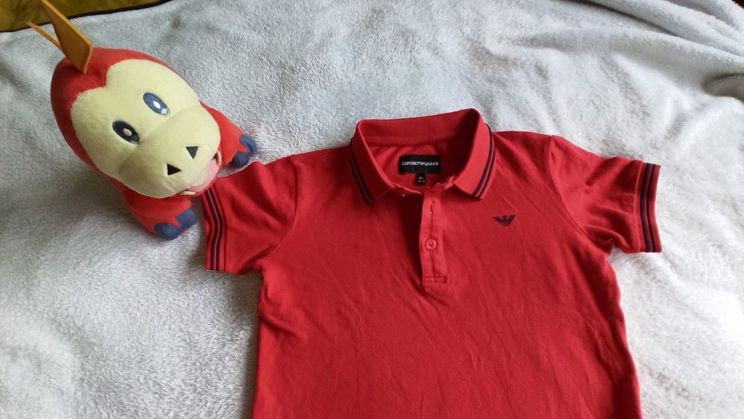 Red armani polo shirt hot sale