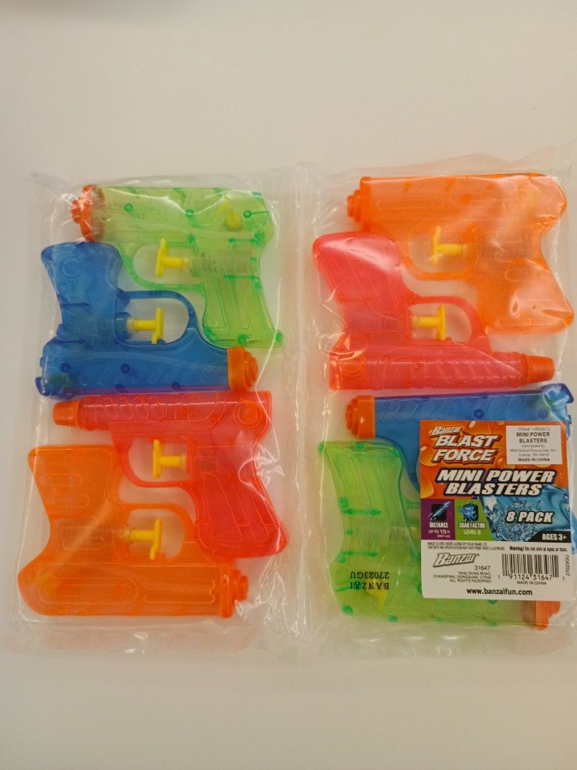 Banzai Blast Force, Mini Power Blaster , Water Guns x 8枝水槍幼童