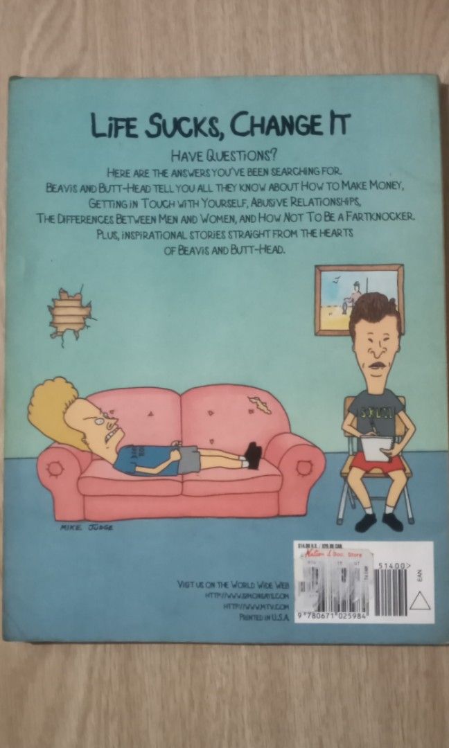 Beavis & Butthead: Chicken soup for the butt (Category: Storybooks) located in San Mateo. Submitted by waynetek14 (Listing ID 1263550834, Image 2). Description: Beavis & Butthead: Chicken soup for the butt condition: no pen marks no folds no missing pages item location: San Mateo, Rizal shipping: lalamove payment: gcash.