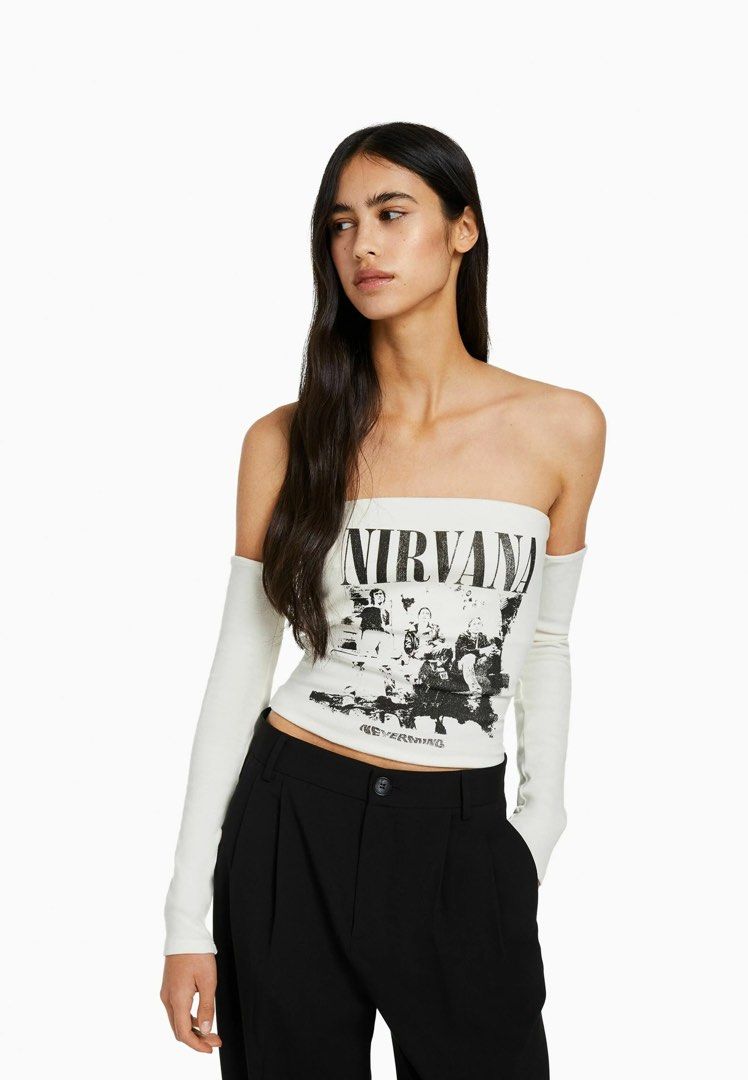 Top bandeau blanco bershka top