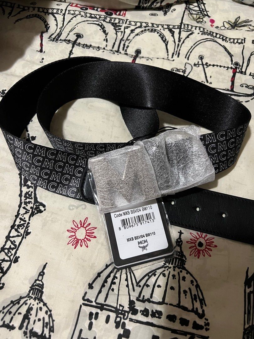 Mens white deals mcm belt