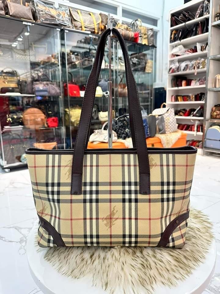 Burberry haymarket check tote bag discount