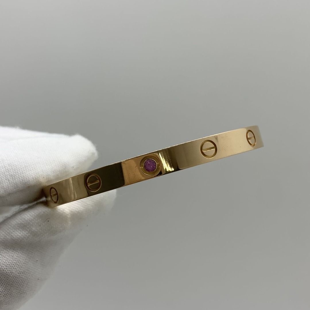 CARTIER RG750 PINK SAPPHIRE OPEN LOVE BRACELET CUFF 18 Luxury