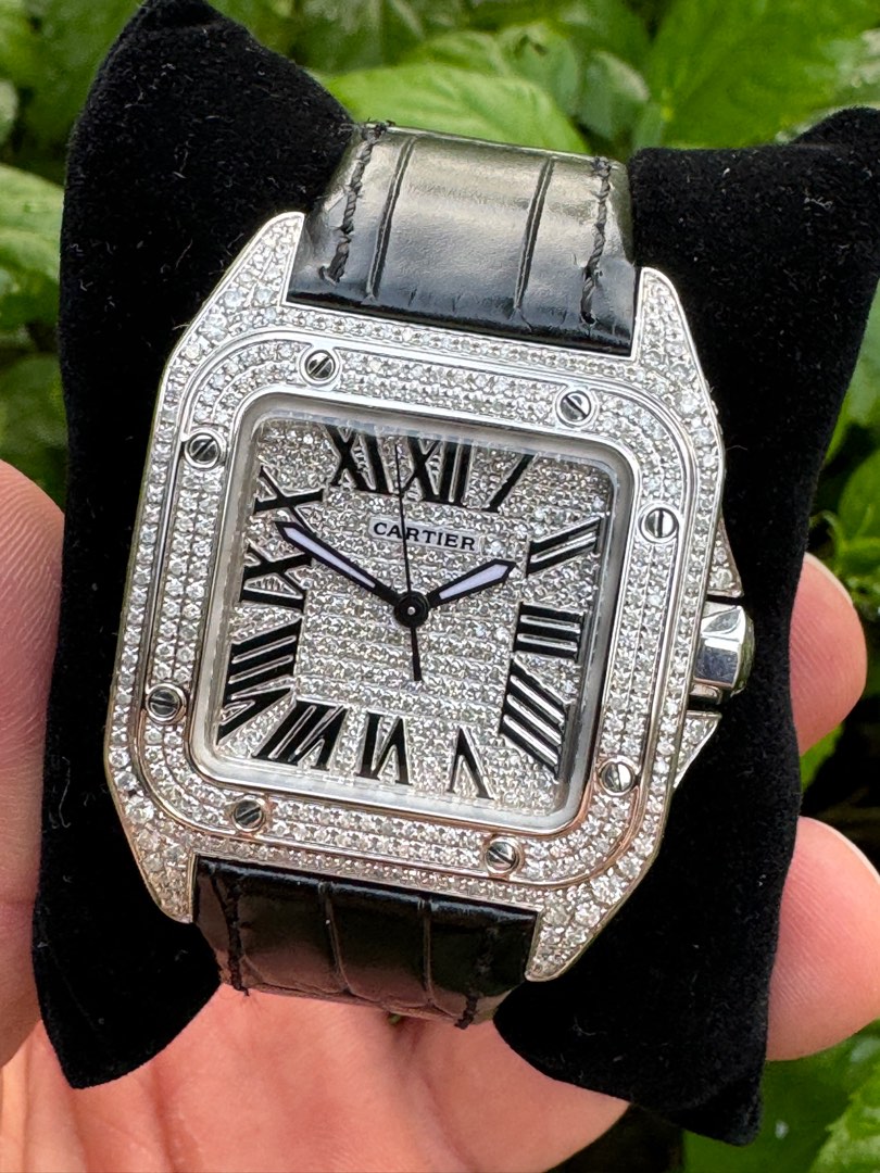 Cartier santos shop 100 full diamond