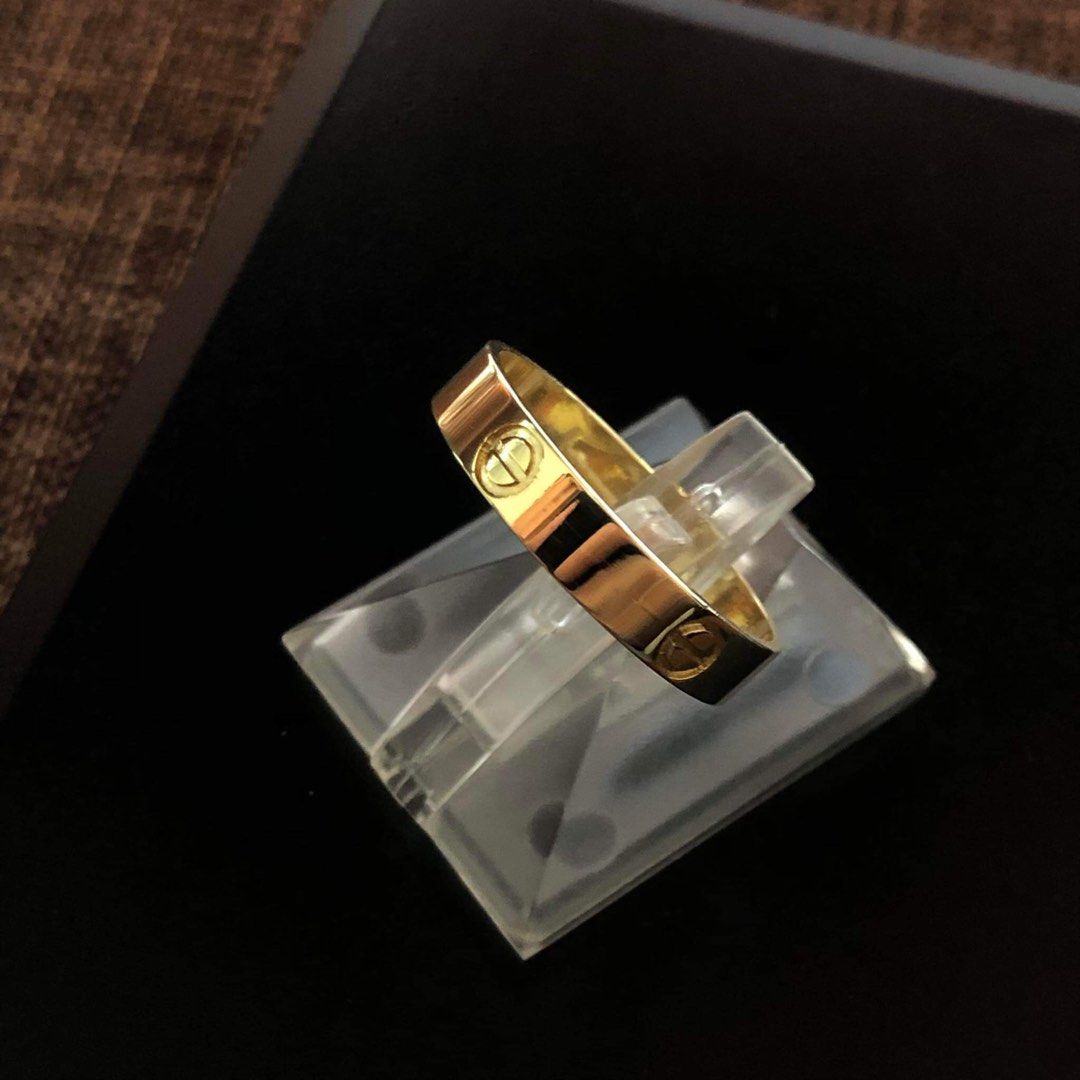 CARTIER VINTAGE MINI LOVE RING MENS SIZE 8.5 ON RING SIZER 750 18K SOLID YELLOW GOLD PAWNABLE 3.20 GRAMS SOLD AS IS Men s Fashion Watches Accessories Jewelry on Carousell