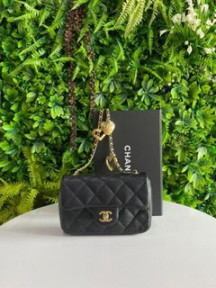 Chanel Pink Quilted Mini Flap with Heart Charms, Luxury, Bags & Wallets on  Carousell