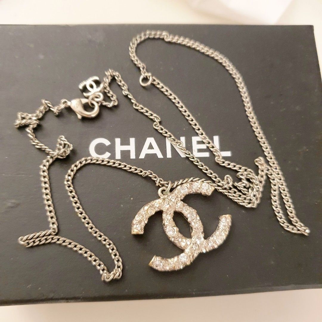 Chanel Necklace CC Logo SHW Pendant Necklace Adjustable
