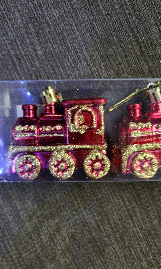 Christmas tree Red train ornament (Category: Other Home Decor) located in Quezon City. Submitted by jacqueline_velasco14 (Listing ID 1263583751, Image 2). Description: 4 pcs sold as set payment via bpi or gcash.