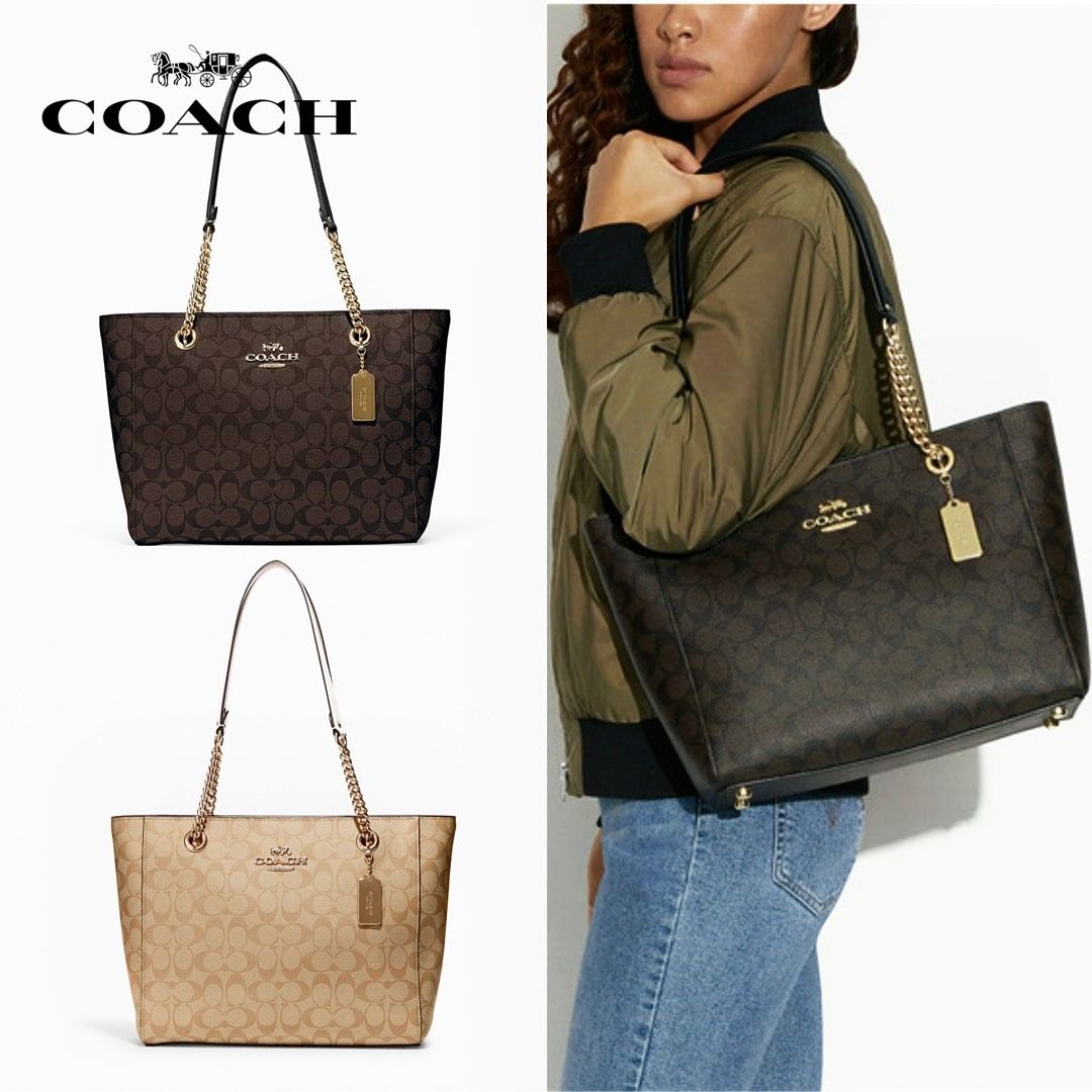 Coach Cammie Chain Tote in Signature Canvas